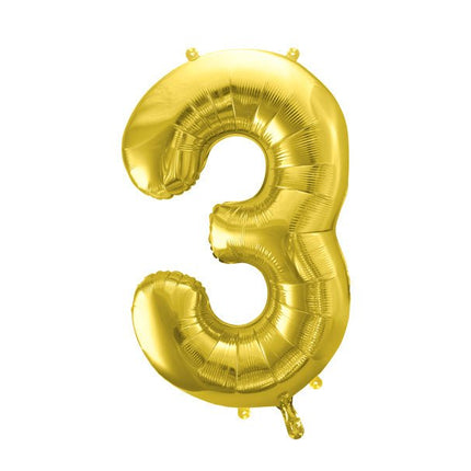 3 Jaar Cijfer Ballon Goud Leeg 72cm van Partydeco koop je bij Partywinkel