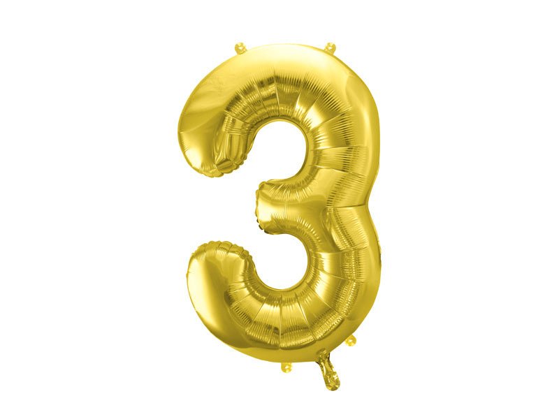 3 Jaar Cijfer Ballon Goud Leeg 72cm van Partydeco koop je bij Partywinkel