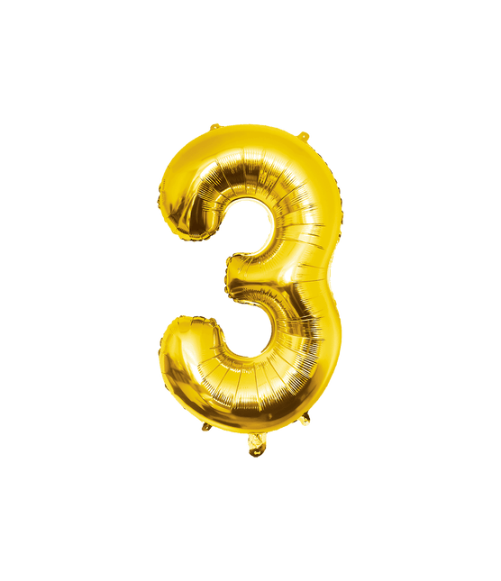 3 Jaar Cijfer Ballon Goud Leeg 86cm van Paper Dreams koop je bij Partywinkel
