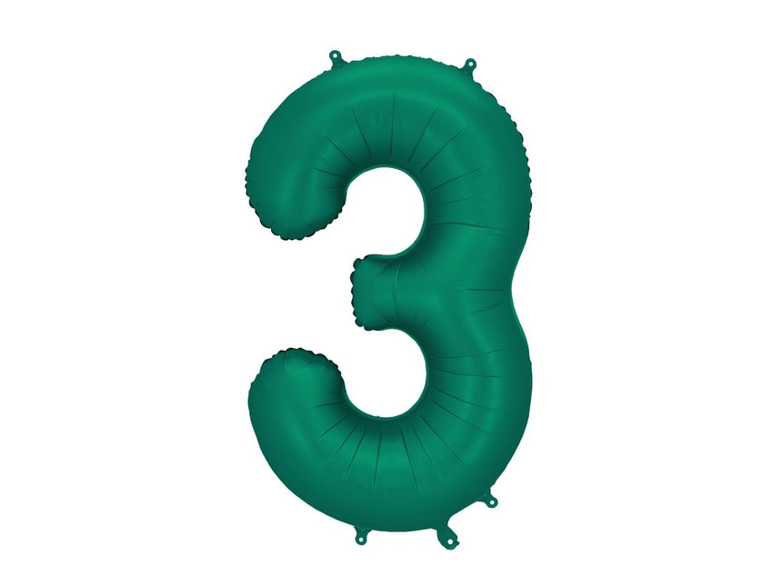 3 Jaar Cijfer Ballon Groen Leeg 86cm van Partydeco koop je bij Partywinkel