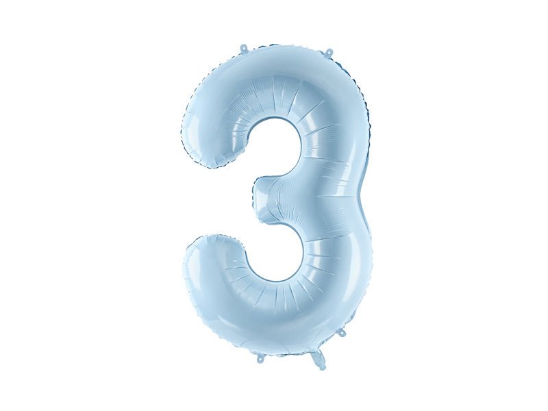 3 Jaar Cijfer Ballon Lichtblauw Leeg 72cm van Partydeco koop je bij Partywinkel