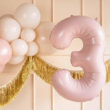 3 Jaar Cijfer Ballon Lichtroze Leeg 72cm van Partydeco koop je bij Partywinkel