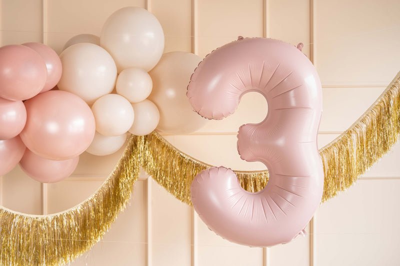 3 Jaar Cijfer Ballon Lichtroze Leeg 72cm van Partydeco koop je bij Partywinkel