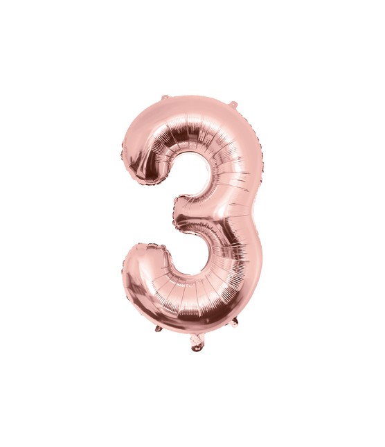 3 Jaar Cijfer Ballon Rose Goud Leeg 86cm van Paper Dreams koop je bij Partywinkel