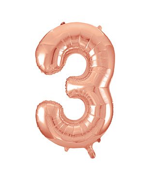 3 Jaar Cijfer Ballon Rose Goud Leeg 86cm van Unique koop je bij Partywinkel