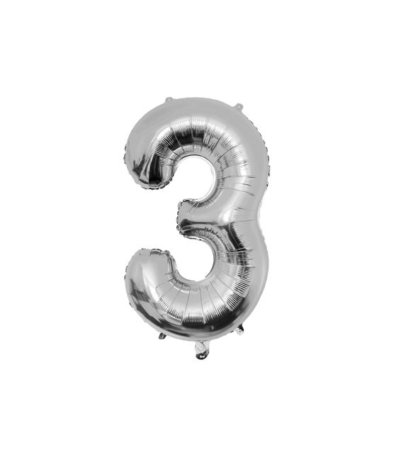 3 Jaar Cijfer Ballon Zilver Leeg 86cm van Paper Dreams koop je bij Partywinkel