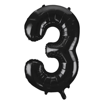 3 Jaar Cijfer Ballon Zwart Leeg 86cm van Unique koop je bij Partywinkel