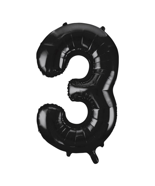 3 Jaar Cijfer Ballon Zwart Leeg 86cm van Unique koop je bij Partywinkel