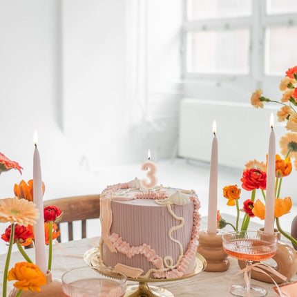 3 Jaar Kaars Lichtroze 10cm van Partydeco koop je bij Partywinkel