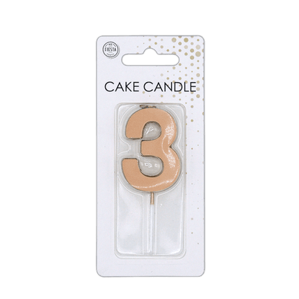 3 Jaar Kaars Rose Goud Metallic 4,5cm van WeFiesta koop je bij Partywinkel