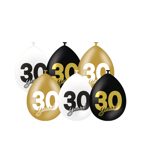 30 Jaar Ballonnen 30cm 6st van Paper Dreams koop je bij Partywinkel