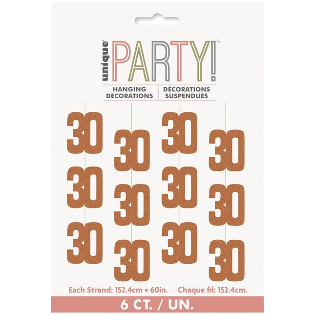 30 Jaar Hangdecoratie Rose Goud 1,52m van Unique koop je bij Partywinkel
