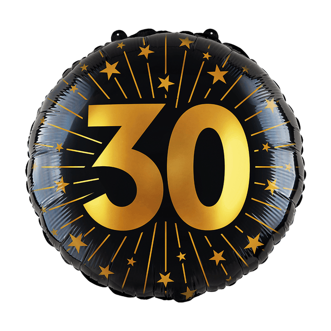 30 Jaar Helium Ballon Zwart Goud Folie Leeg 45cm van WeFiesta koop je bij Partywinkel