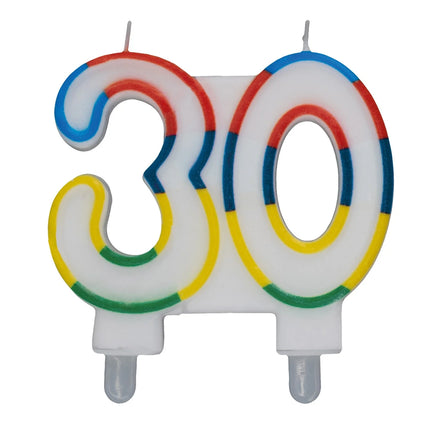 30th Anniversary Candle with Colored Rim, 7 cm