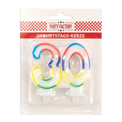 30th Anniversary Candle with Colored Rim, 7 cm