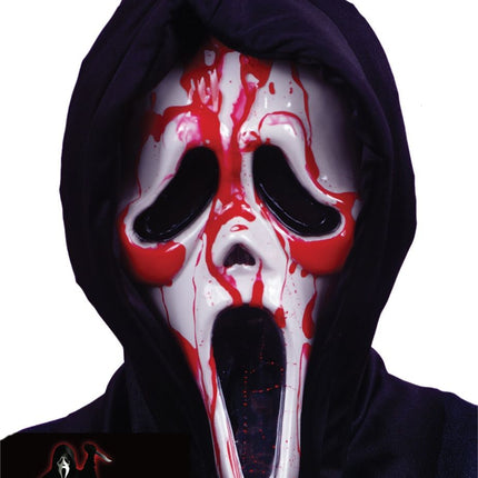 Halloween Mask, White and Red with Fake Blood