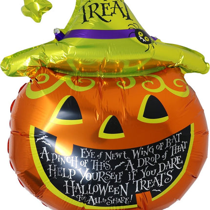 Halloween Helium Balloon, Green and Orange Pumpkin, Empty, 70 cm