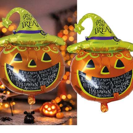Halloween Helium Balloon, Green and Orange Pumpkin, Empty, 70 cm
