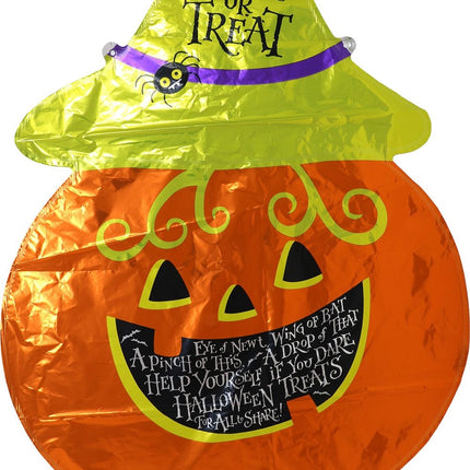 Halloween Helium Balloon, Green and Orange Pumpkin, Empty, 70 cm