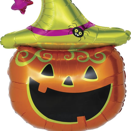 Halloween Helium Balloon, Green and Orange Pumpkin, Empty, 70 cm