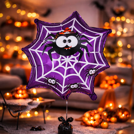 Halloween Helium Balloon, Purple Spider Web, Unfilled, 60 cm