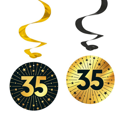 35 Jaar Hangdecoratie Goud Zwart 95cm 4st van WeFiesta koop je bij Partywinkel