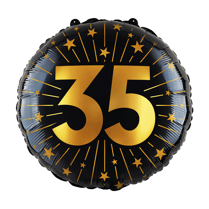 35 Jaar Helium Ballon Zwart Goud Leeg 45cm van WeFiesta koop je bij Partywinkel
