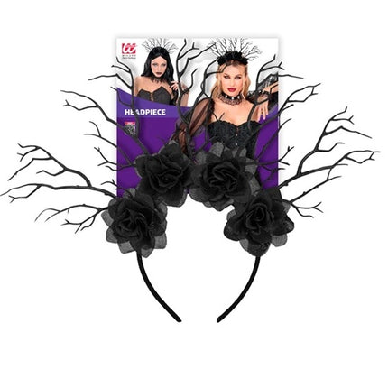 HAIRBAND: DARK KING, BRANCHES, AND BLACK ROSES