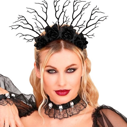 HAIRBAND: DARK KING, BRANCHES, AND BLACK ROSES