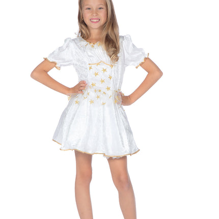 Angel Dress, White and Gold, for Girls, with Ruffles