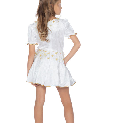 Angel Dress, White and Gold, for Girls, with Ruffles