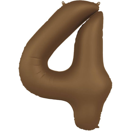 4 Jaar Cijfer Ballon Bruin Mat 86cm van Folat koop je bij Partywinkel