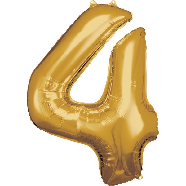4 Jaar Cijfer Ballon Goud Glanzend Leeg 93cm van Riethmueller koop je bij Partywinkel