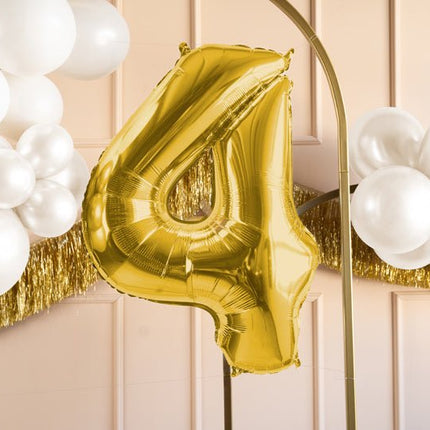 4 Jaar Cijfer Ballon Goud Leeg 72cm van Partydeco koop je bij Partywinkel