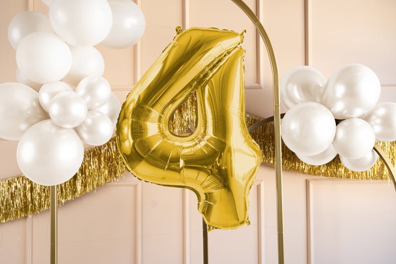 4 Jaar Cijfer Ballon Goud Leeg 72cm van Partydeco koop je bij Partywinkel