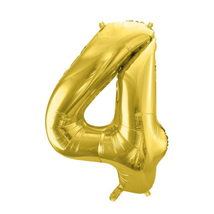 4 Jaar Cijfer Ballon Goud Leeg 72cm van Partydeco koop je bij Partywinkel