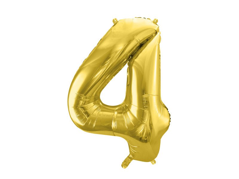 4 Jaar Cijfer Ballon Goud Leeg 72cm van Partydeco koop je bij Partywinkel