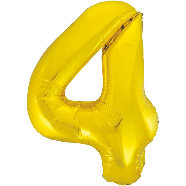 4 Jaar Cijfer Ballon Goud Leeg 86cm van Unique koop je bij Partywinkel