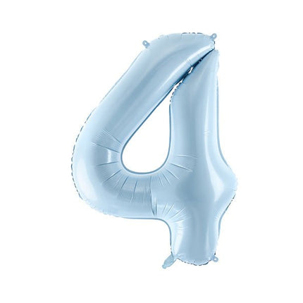 4 Jaar Cijfer Ballon Lichtblauw Leeg 72cm van Partydeco koop je bij Partywinkel