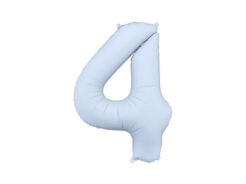 4 Jaar Cijfer Ballon Lichtblauw Mat Leeg 86cm van Partydeco koop je bij Partywinkel