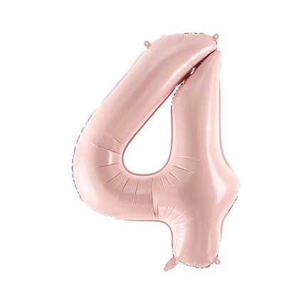 4 Jaar Cijfer Ballon Lichtroze Leeg 72cm van Partydeco koop je bij Partywinkel