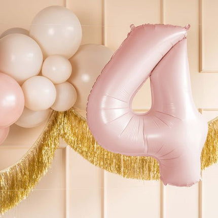 4 Jaar Cijfer Ballon Lichtroze Leeg 72cm van Partydeco koop je bij Partywinkel