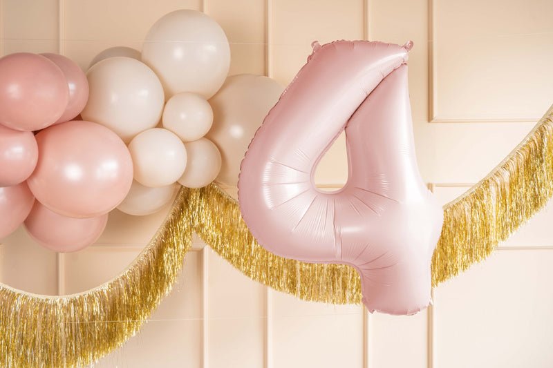 4 Jaar Cijfer Ballon Lichtroze Leeg 72cm van Partydeco koop je bij Partywinkel