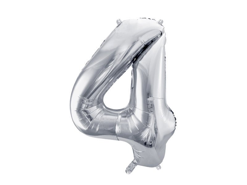 4 Jaar Cijfer Ballon Zilver Leeg 72cm van Partydeco koop je bij Partywinkel