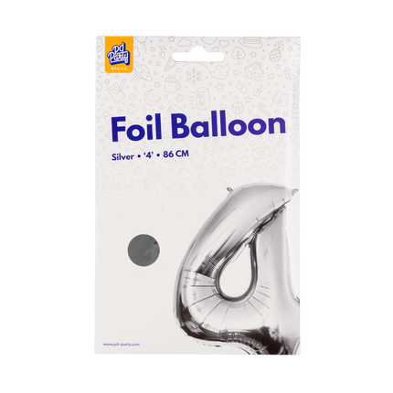 4 Jaar Cijfer Ballon Zilver Leeg 86cm van Paper Dreams koop je bij Partywinkel