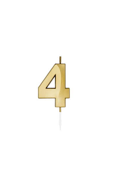 4 Jaar Kaars Goud Metallic 6cm van WeFiesta koop je bij Partywinkel