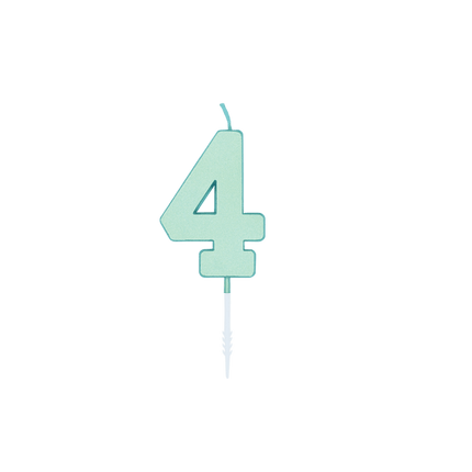 4 Jaar Kaars Mintgroen Pastel 4,5cm van WeFiesta koop je bij Partywinkel
