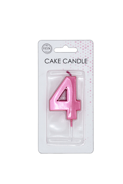 4 Jaar Kaars Roze Metallic 6cm van WeFiesta koop je bij Partywinkel