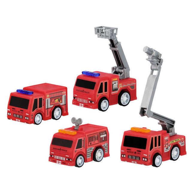 Brandweer Uitdeelcadeautjes Terugtrek Auto'S 5,3cm 4st van Boland koop je bij Partywinkel
