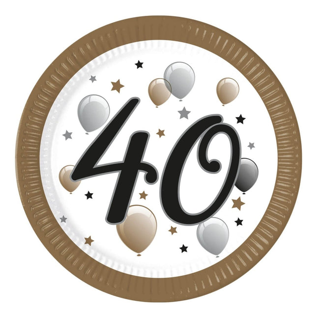 40 Jaar Borden Papier 23cm 8st van Procos koop je bij Partywinkel